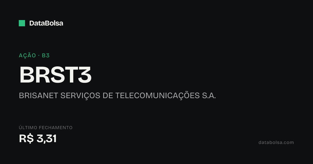 BRST3 — BRISANET SERVIÇOS DE TELECOMUNICAÇÕES S.A.: cotação, dividendos ...
